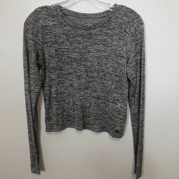 HOLLISTER Cropped Long Sleeve Shirt Grey Sz Small - Picture 1 of 6